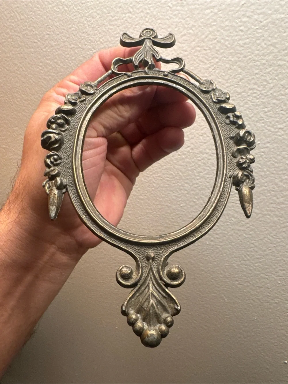 pair of vintage Italian ornate brass-plated or pot metal frames
